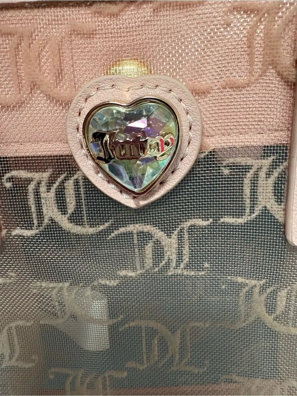 Juicy Couture Pink & Clear Crossbody Tote with Logo Accent